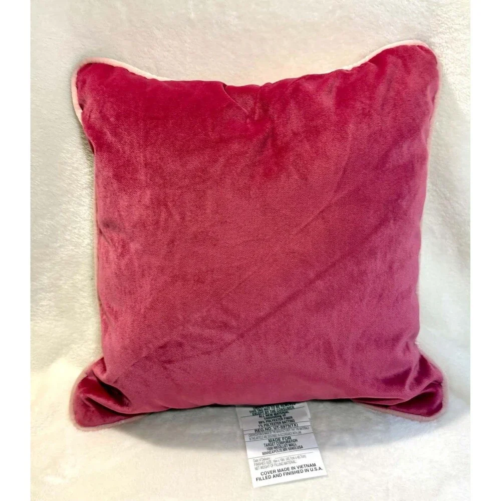 Threshold™ 18x18 Reversible Velvet Throw Pillow Pink Fuchsia Soft Accent Decor